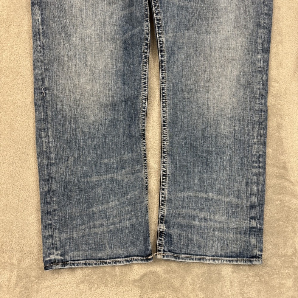 Silver Jeans Co Mens 40x30 Gordie Blue Loose Relaxed Straight Stretch Whiskered - Picture 8 of 16